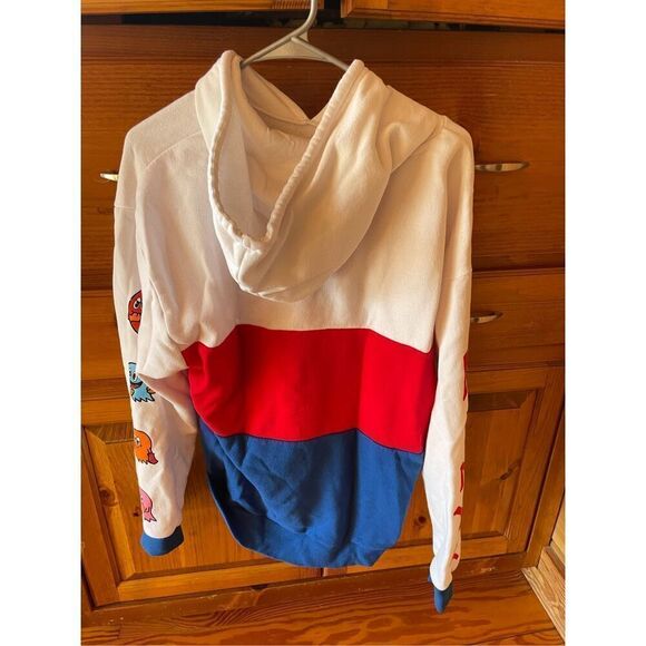 Pacman Pullover Hoodie Jacket Mens M Multicolor White Fleece Lined Colorblock - Picture 4 of 6